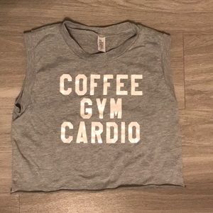 Coffee, gym, cardio crop top